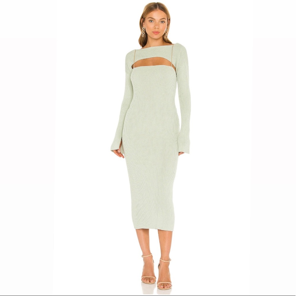 New with out tag,  Bubish X REVOLVE Paloma Bodycon Midi Dress in Sage
